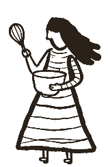 Illustration of the baker with a whisk and mixing bowl